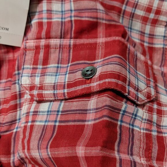 NWT Ladies Button down Chaps Shirt red plaid mix - Picture 5 of 6